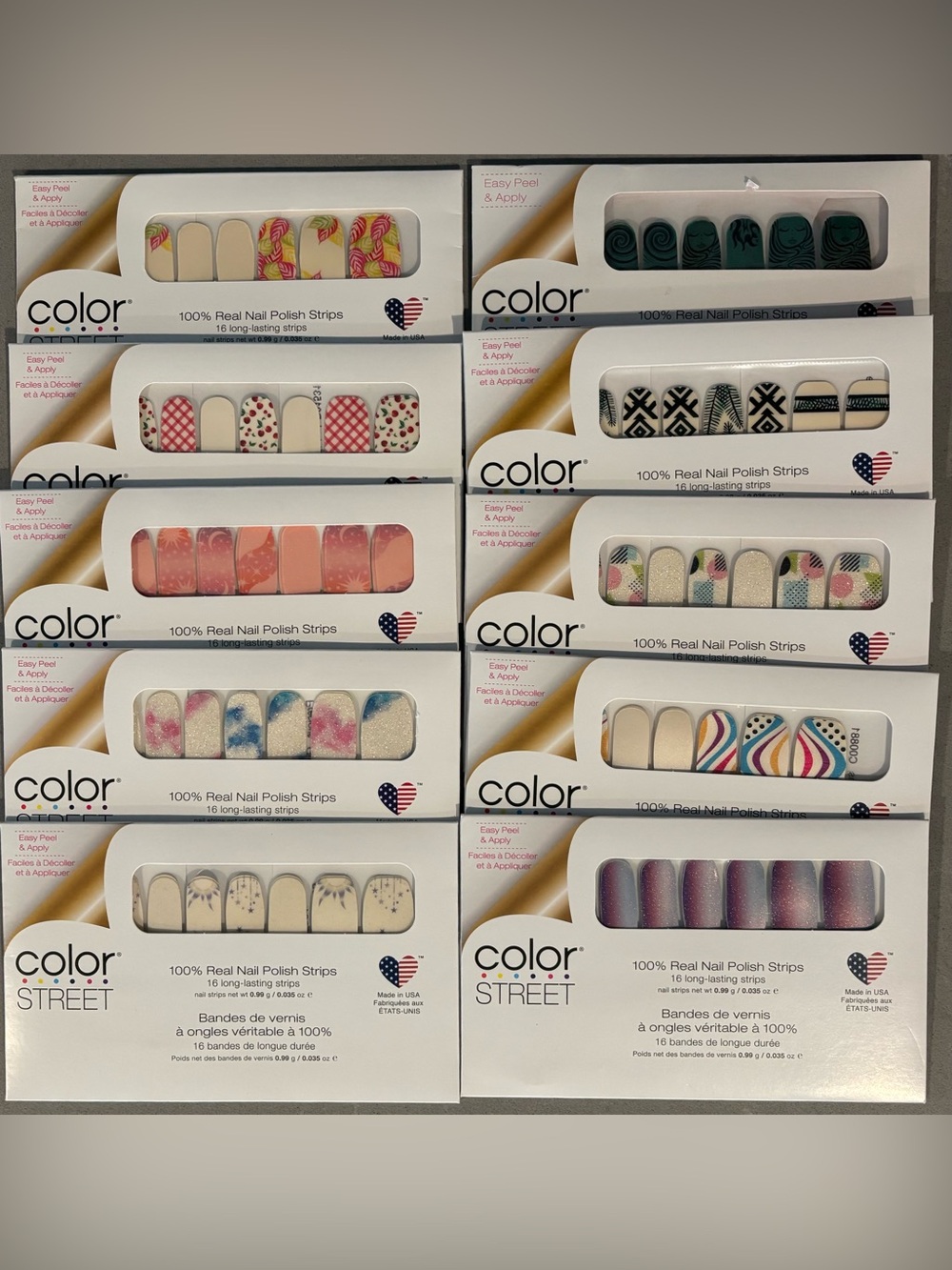 lot of 10 retired Color Street nail strips NIP mixed printed designs